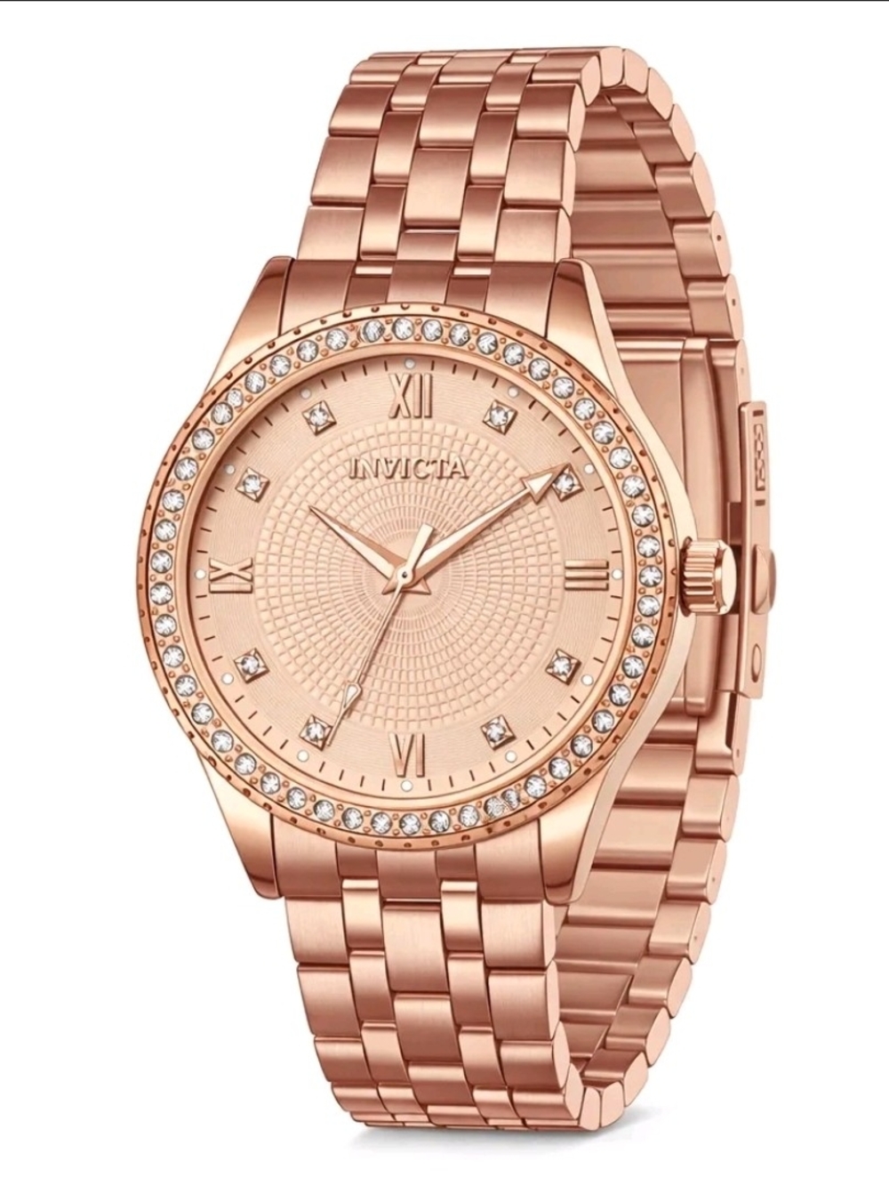 Invicta Rose Gold-Tone Crystal Bezel Ladies Bracelet Watch
